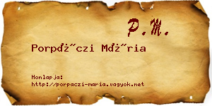 Porpáczi Mária névjegykártya